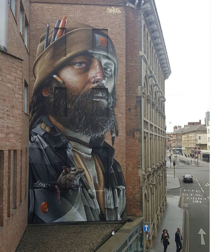 Grafiteiro Smug e seu mural em Leicester - Projeto bring_the_paint.