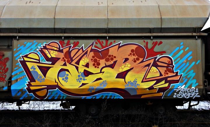 Graffiti em trem de carga - freight train - AEROS - Polônia (3)