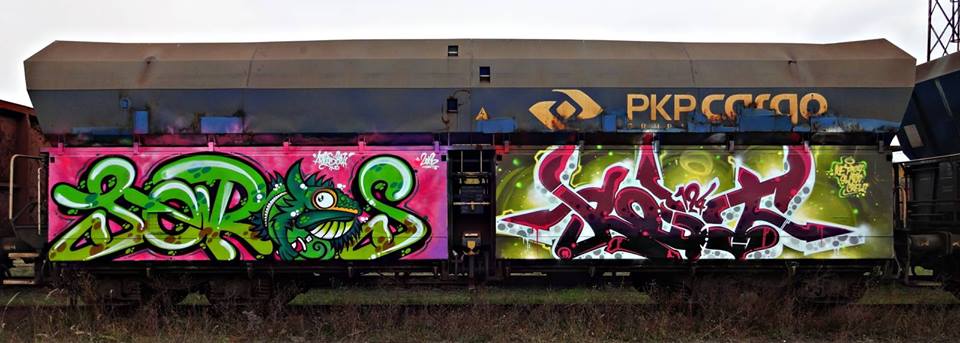 Graffiti freight train - Poland - Ket124 and Aeros
